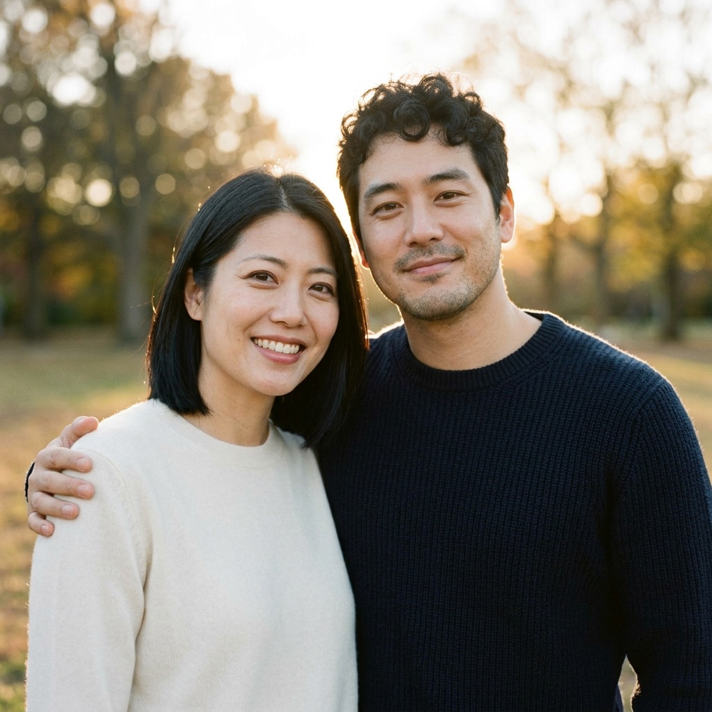 Generated couple photoshoot artwork of two fictional adults